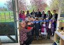 Ribbon cutting - Staff and pupils at Steeple Bumpstead Primary School opening the new garden area