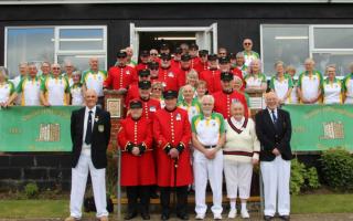Friendly - members of the Castle Hedingham Bowls Club and the Chelsea Pensioners Bowls Club
