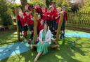 Delighted - Wethersfield Church of England Primary School executive headteacher Jinnie Nichols and pupils