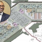 Braintree MP James Cleverly (inset) has spoken out over plans for a new mega-prison complex in Wethersfield (Ministry of Justice)
