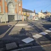 Fresh - The new mini roundabout road markings at the junction of Trinity Street and Kings Road