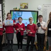 Educational - De Vere Primary School pupils with Reach's community outreach advisor, Tracey Proctor