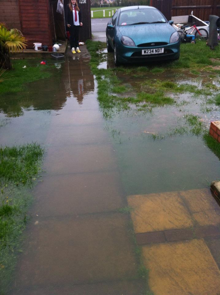 A flooded garden in Braintree, submitted by Sarah Lloyd-Clarke.