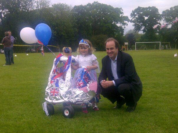 Brooks Newmark with the winner of Great Maplestead fete fancy dress. 