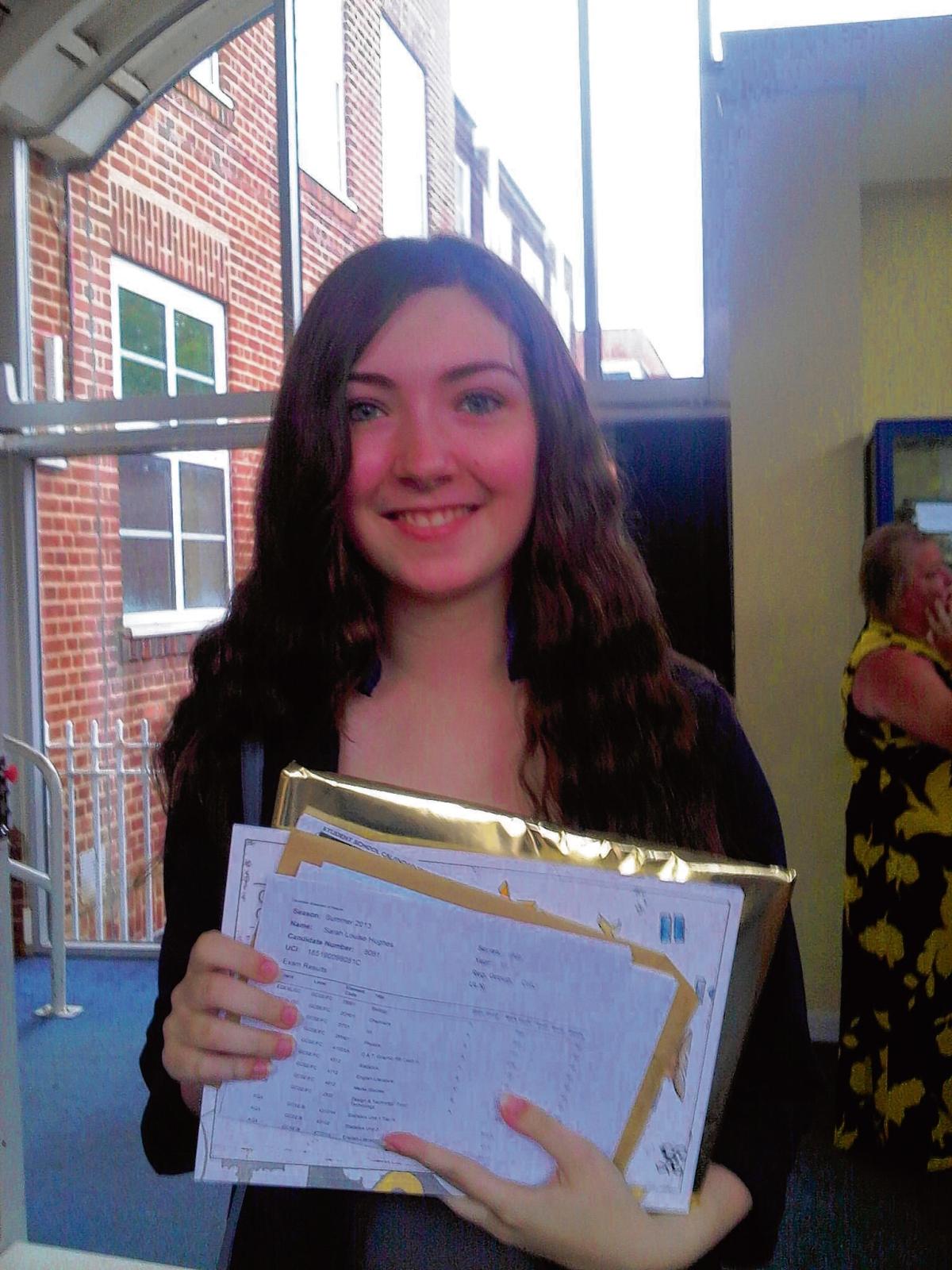 Hedingham School pupil Sarah Hughes collecting her results