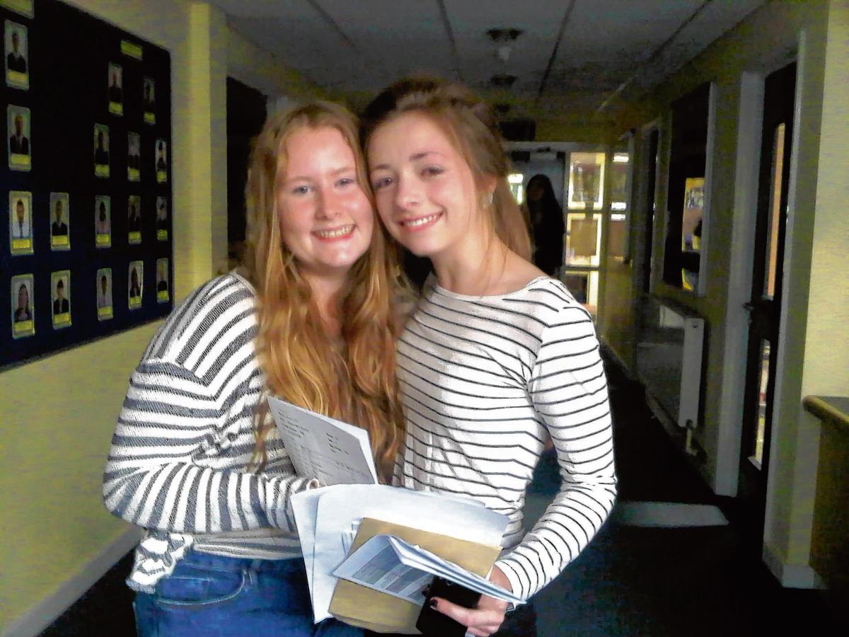 Thrilled Hedingham School pupils Margaret Hampford and Esther Crang were pleased with their grades