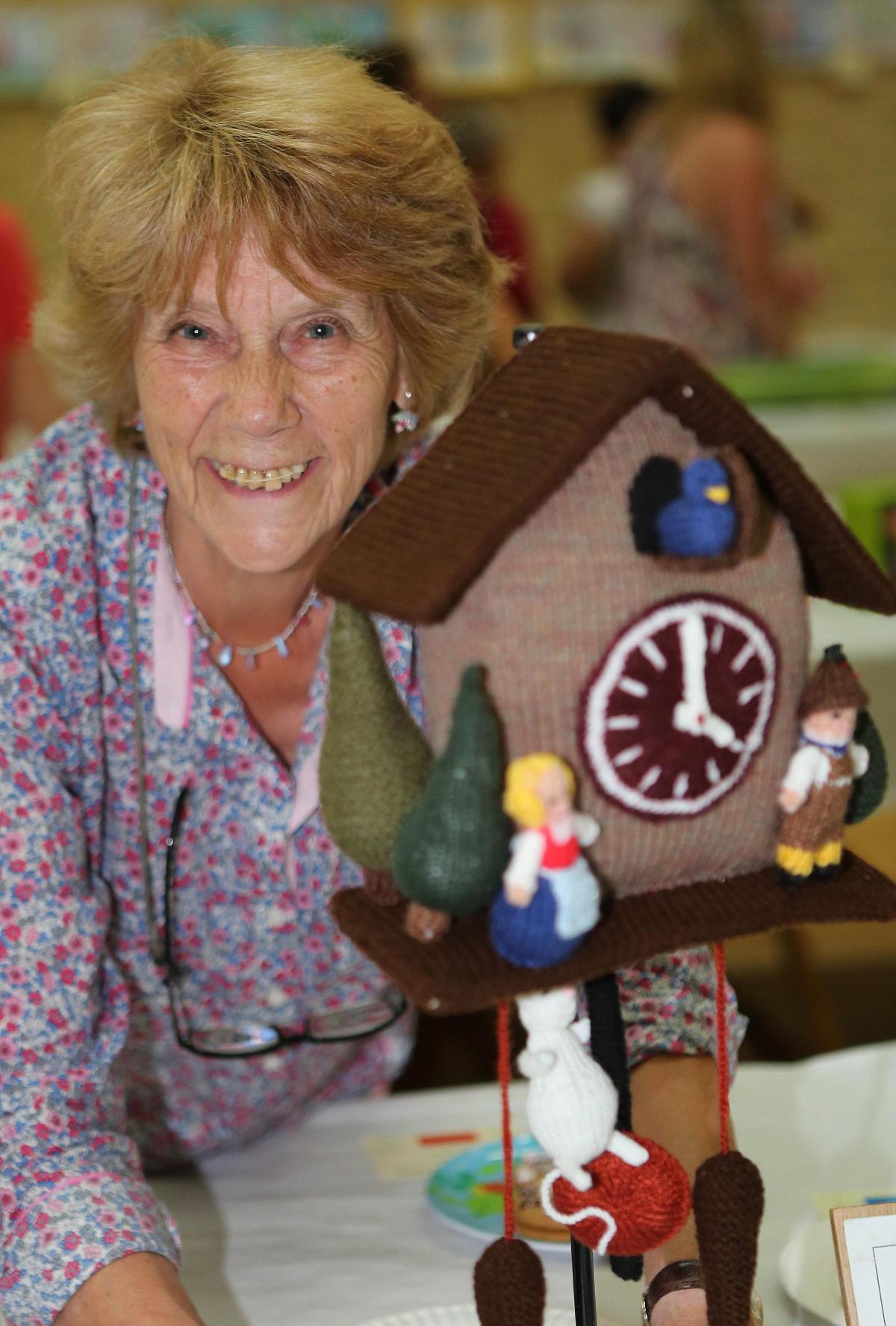 KNITTING: Ann Brown with her knitted clock
