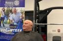 CHARITY SHAVE: Stephen Coiley getting his hair shaved for ShelterBox