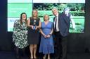 Trio - Operations Director, Ruth French, Operations Manager, Alex Ball, Head of Care and Compliance, Helen Hill and Presenter, Alan Dedicoat. (Photo credit – The Care Home Awards)
