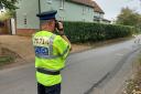 An officer conducting a speed check in Little Maplestead on Friday (Picture: Essex Police)