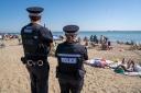 Action - police officers patrolling Southend seafront