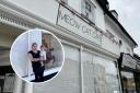 The Meow Cat Café in Halstead and, inset, owner Rebecca White