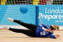 Making a block – Anna Sharkey in action during the Paralympic test event at the Olympic Park in December