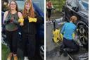 Holmes Chapel schoolgirls Lilly Armstrong and Heidi Wilkinson wash cars to raise funds for an expedition to Kenya