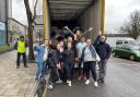 TRUCK LOAD: Volunteers from MAD-Aid loading a truck of supplies to head to Ukrainian refugees