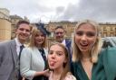 Cherry McKean with husband Nick, and children Cameron, Lily and Lucy taking a silly selfie during their trip to London