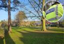 Location - Halstead public Gardens and an inset image of an Essex Police officer