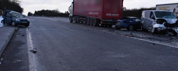 Halstead Gazette: Scene of the crash on the southbound A12 in Langham. Photo: Essex Police