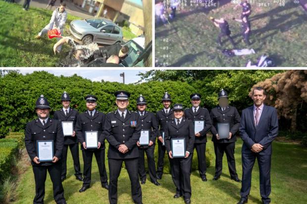 Ten Essex Police officers who were attacked and doused in petrol have been given a Essex Police Federation Bravery Award