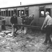 Hard Work - Working hard to restore the station's buildings, track and other parts in 1969 (pic: EARM)