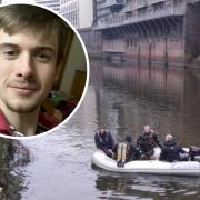 Investigation - police officers searched Manchester's canals for Charley Gadd, inset