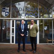 Headteacher Andrew Harvison with MP James Cleverly