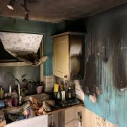 Fire Damage: The fire badly damaged the utility room