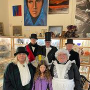 Back, Callum Potter, Charles Dawson and John Potter, with, front, Sandra Potter, Olivia Dawson and Tracie Dawson during the Dickensian Christmas day