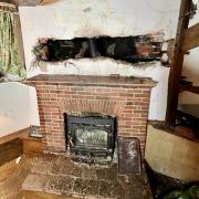 The fire destroyed a 400-year-old beam and had broken through the plaster (Picture: Essex Fire)