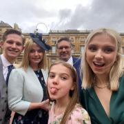 Cherry McKean with husband Nick, and children Cameron, Lily and Lucy taking a silly selfie during their trip to London