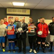 Braintree Council Chairman Andrew Hensman visiting a MAN v FAT Football session