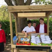 IN CHARGE: Jack, Oakley, Freddie and Vinnie from Class 6 running the tuck shop