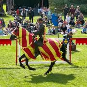 NO TIME TO SPEAR: A knight on horseback pictured during the jousting
