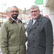 James Cleverly and Roger Hirst in Halstead
