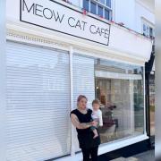 Expanding - owner Rebecca White pictured outside Meow Cat Café in Halstead
