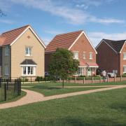 Vision - A CGI image of a street at Bellway’s Oakfields Park development in Halstead where the showhomes are now open and the first homes are on sale