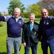 Triumph: Gosfield Lake captain Phil Spillane with Spring Open winning pair Sean Connolly and Michael Stoneley.