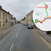 Incident - a Street View image of Head Street in Halstead and an inset image of the traffic control map