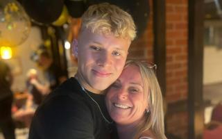 Proud - Finley Bacon, 17, with his mum Tracy, who is running the London Landmarks Half Marathon to raise money for the British Heart Foundation